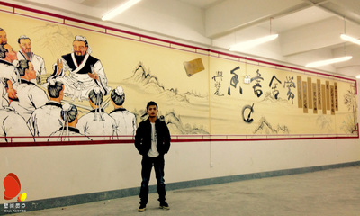 爱心图书室讲学背景壁画 壁尚灵点的原创艺术设计